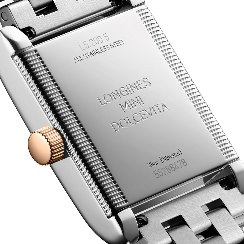Mini DolceVita Steel and Pink Gold 29mm - Silver on Bracelet