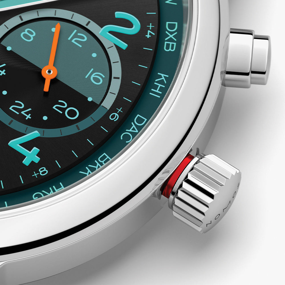 Club Sport Neomatik Worldtimer Trace 40mm - Black w/ Turquoise on Bracelet
