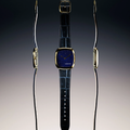 ALD Time Only Midnight Aventurine gold 37mm watch with a blue dial on a blue leather strap