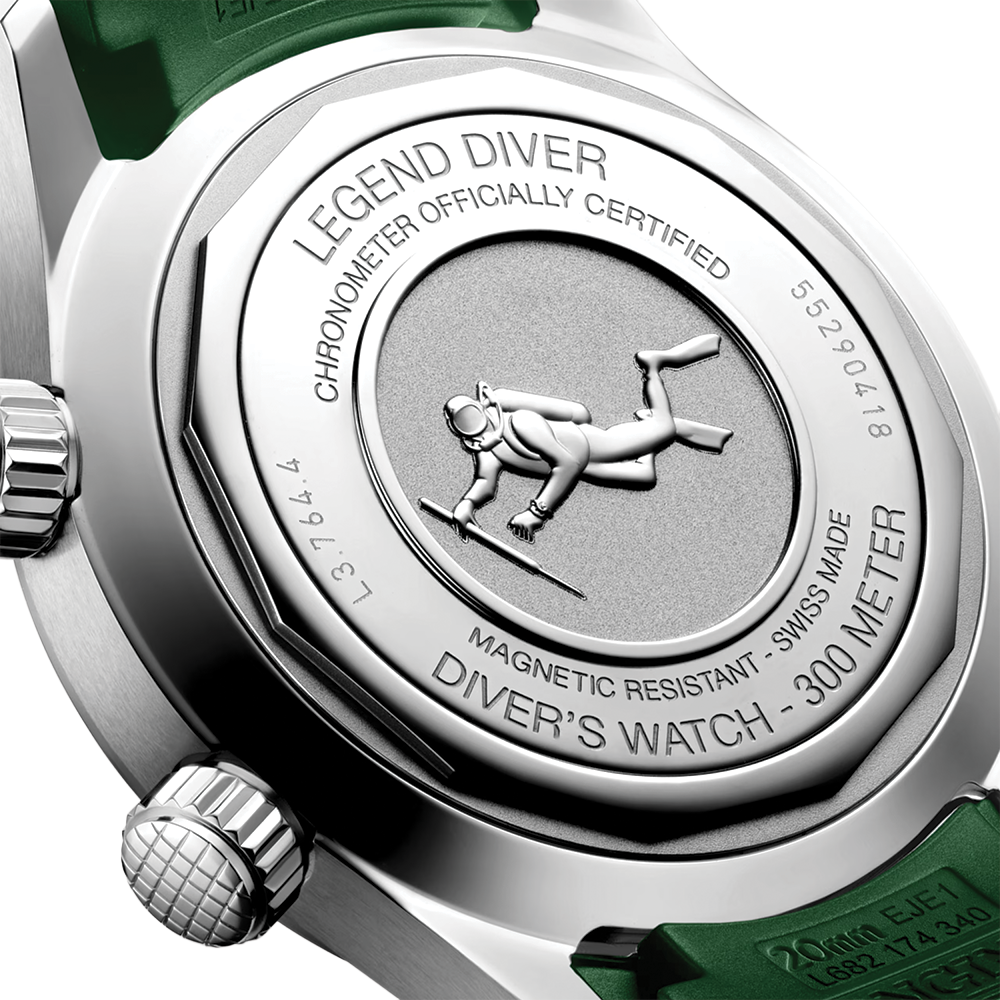 Legend Diver 39mm - Green on Rubber Strap
