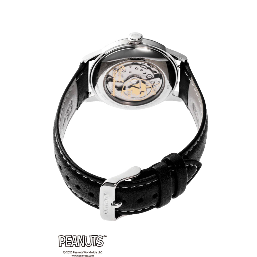 Orient Peanuts 75th Anniversary Limited Edition Bambino 38mm - White on Black Leather Strap
