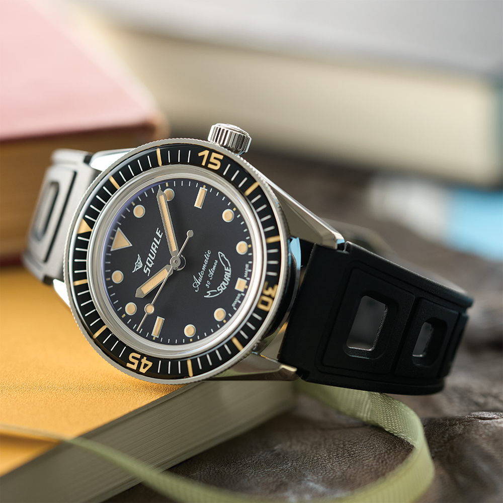 Sub-37 Legend 37mm - Black on Rubber Strap
