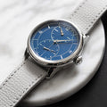 Le Régulateur Gravé Bleu 39mm - Blue on Leather Strap