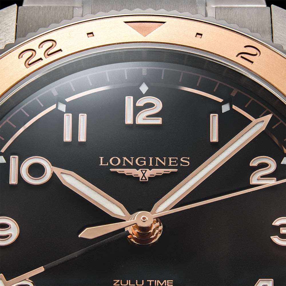 Spirit Zulu Time "1925" 18K Rose-Gold Capped Bezel 39mm - Black on Bracelet