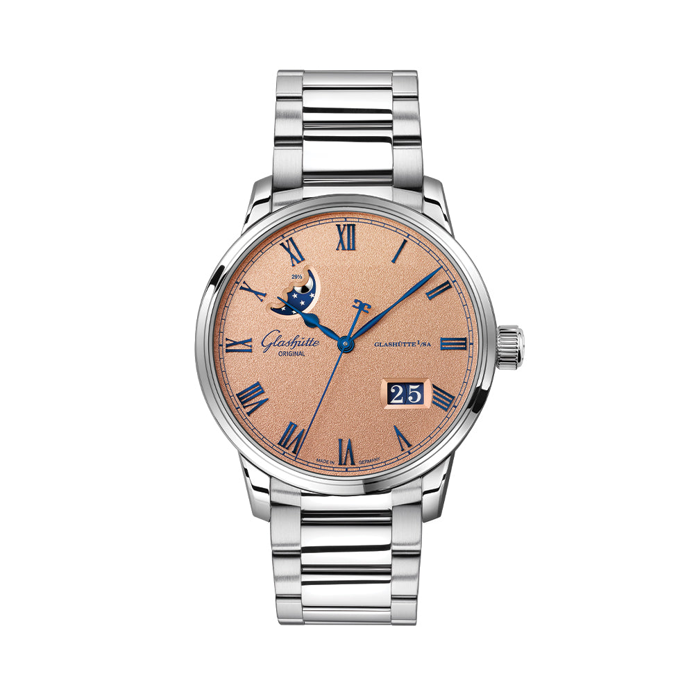 Senator Excellence Panorama Date Moon Phase 40mm - Frosted Copper on Bracelet