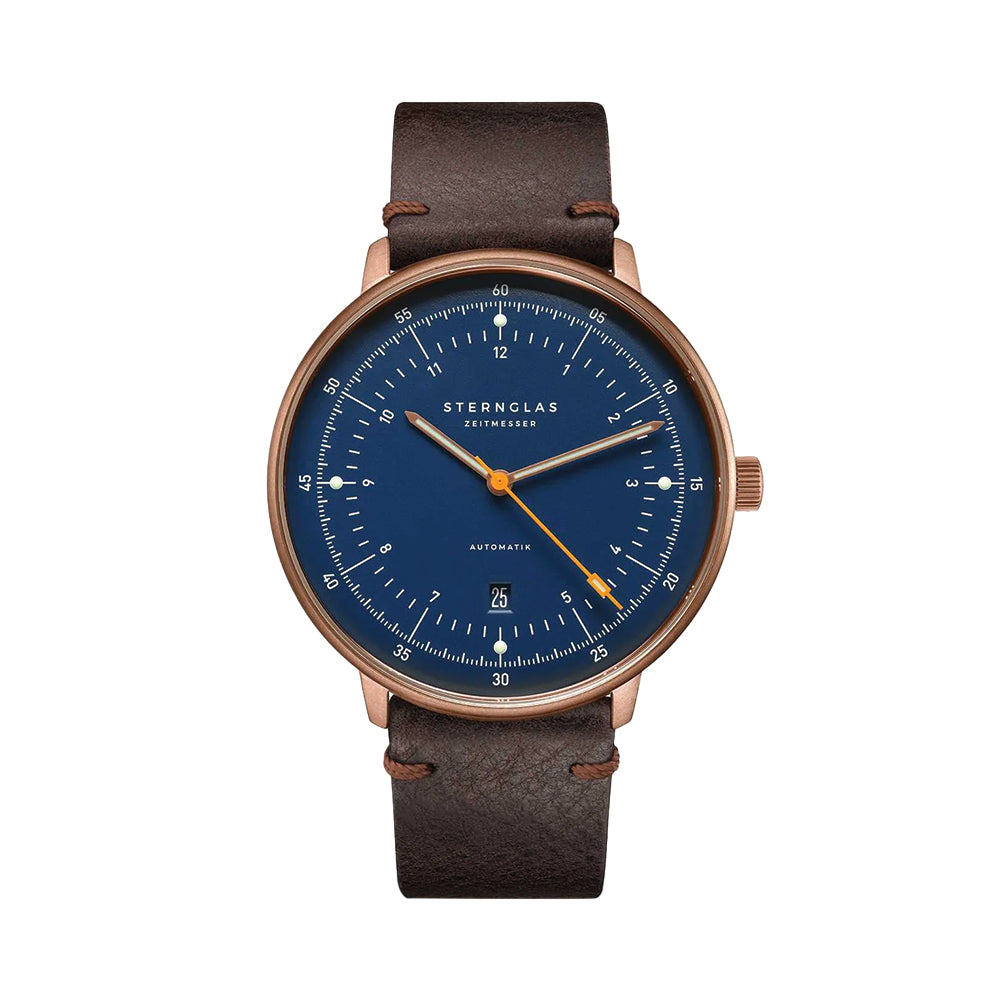 Hamburg Automatic Bronze PVD 42mm - Blue on Leather Strap