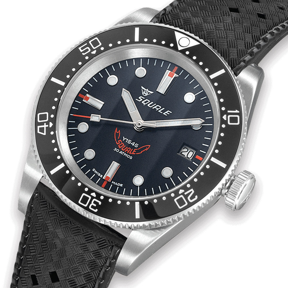 1545 Steel 40mm - Black on Rubber Strap