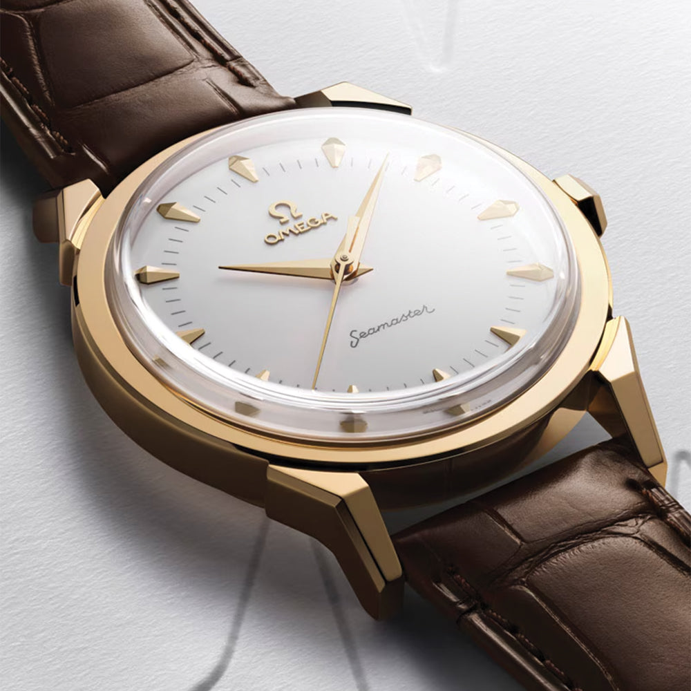 Seamaster Heritage Milano Cortina 2026 Moonshine‚Ñ¢ Gold 37mm - White on Leather Strap
