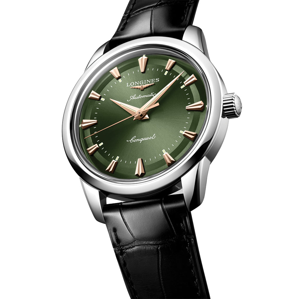 Conquest Heritage 40mm - Green on Leather Strap