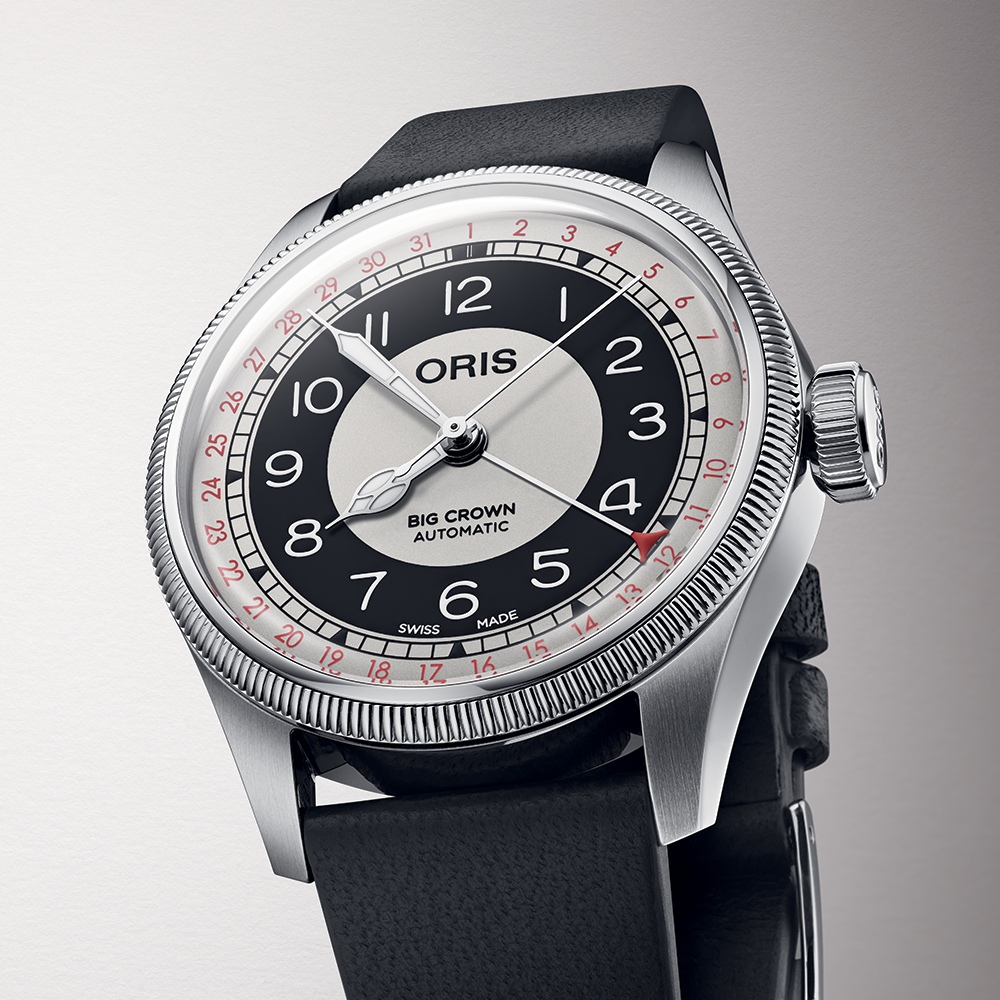 Big Crown Pointer Date “BULLSEYE” 38mm - Black and White on Leather Strap