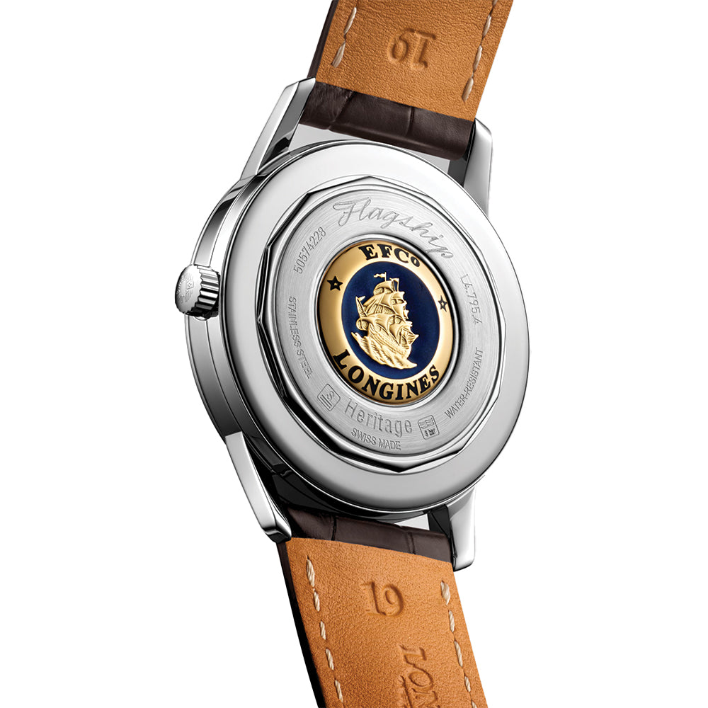 Flagship Heritage 38.5mm - Silver on Leather Strap