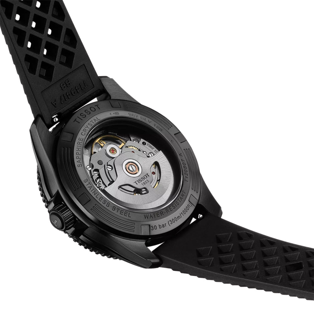 Seastar 1000 Powermatic 80 Black PVD 40mm - Blue on Rubber Strap