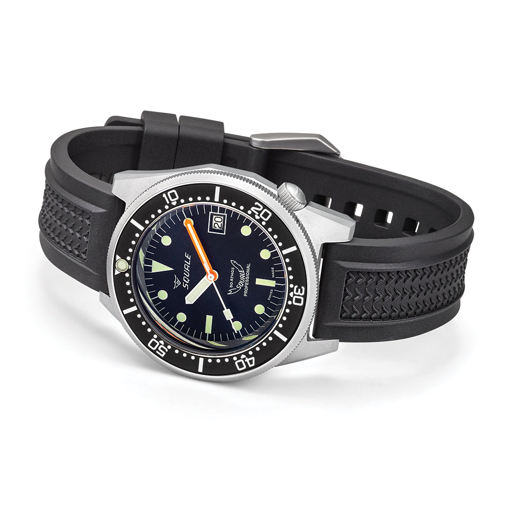 1521 Black Blasted 42mm - Black on Rubber Strap