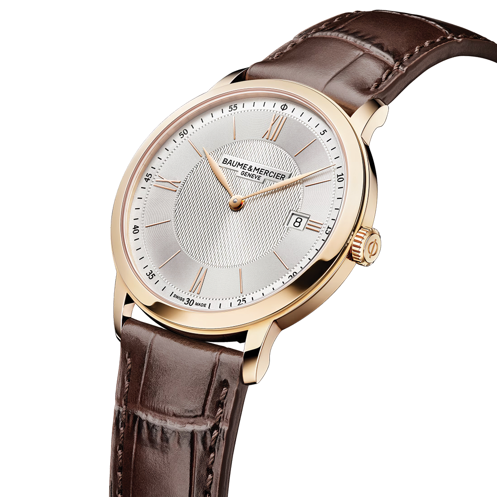 Classima 10857 Quartz Gold-Tone PVD 40mm - Silver on Leather Strap