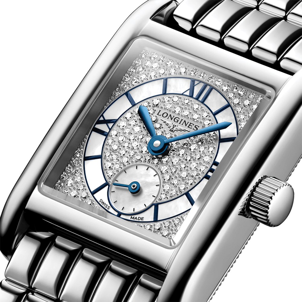 Mini DolceVita Quartz 29mm - Snow-Set, White, Mother-of-Pearl on Bracelet