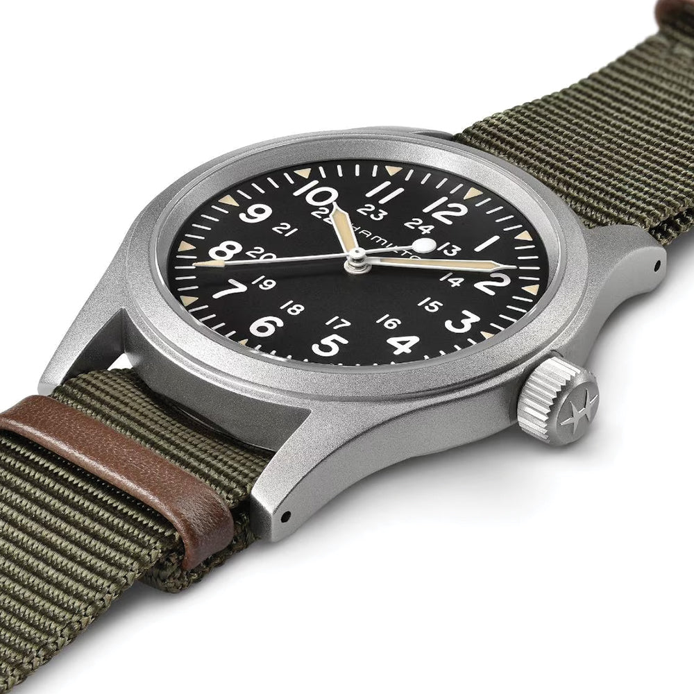 Khaki Field Mechanical 38mm - Black on Textile Strap