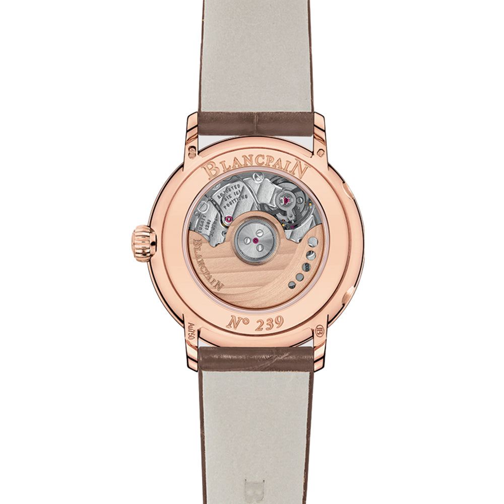 Villeret Calendar Moonphase Red Gold 29.2mm - Opaline Ivory on Leather Strap