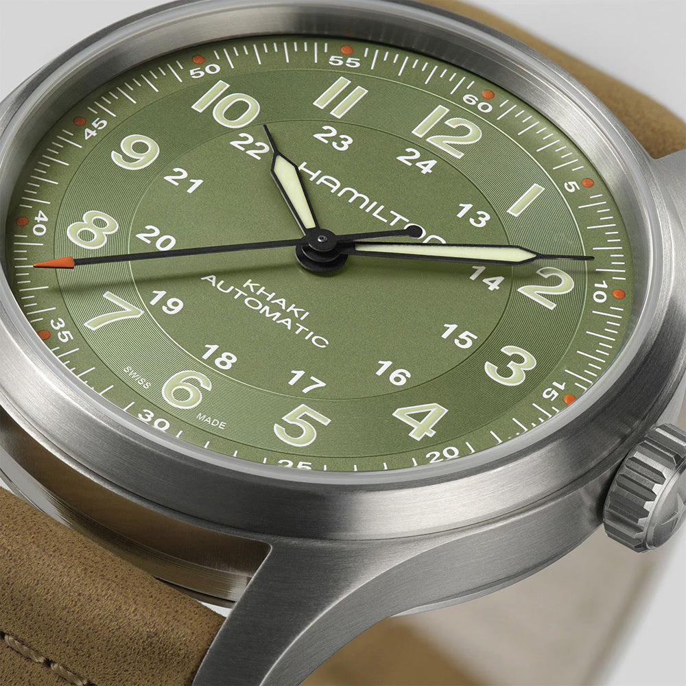 Khaki Field Titanium Auto 42mm - Green on Strap