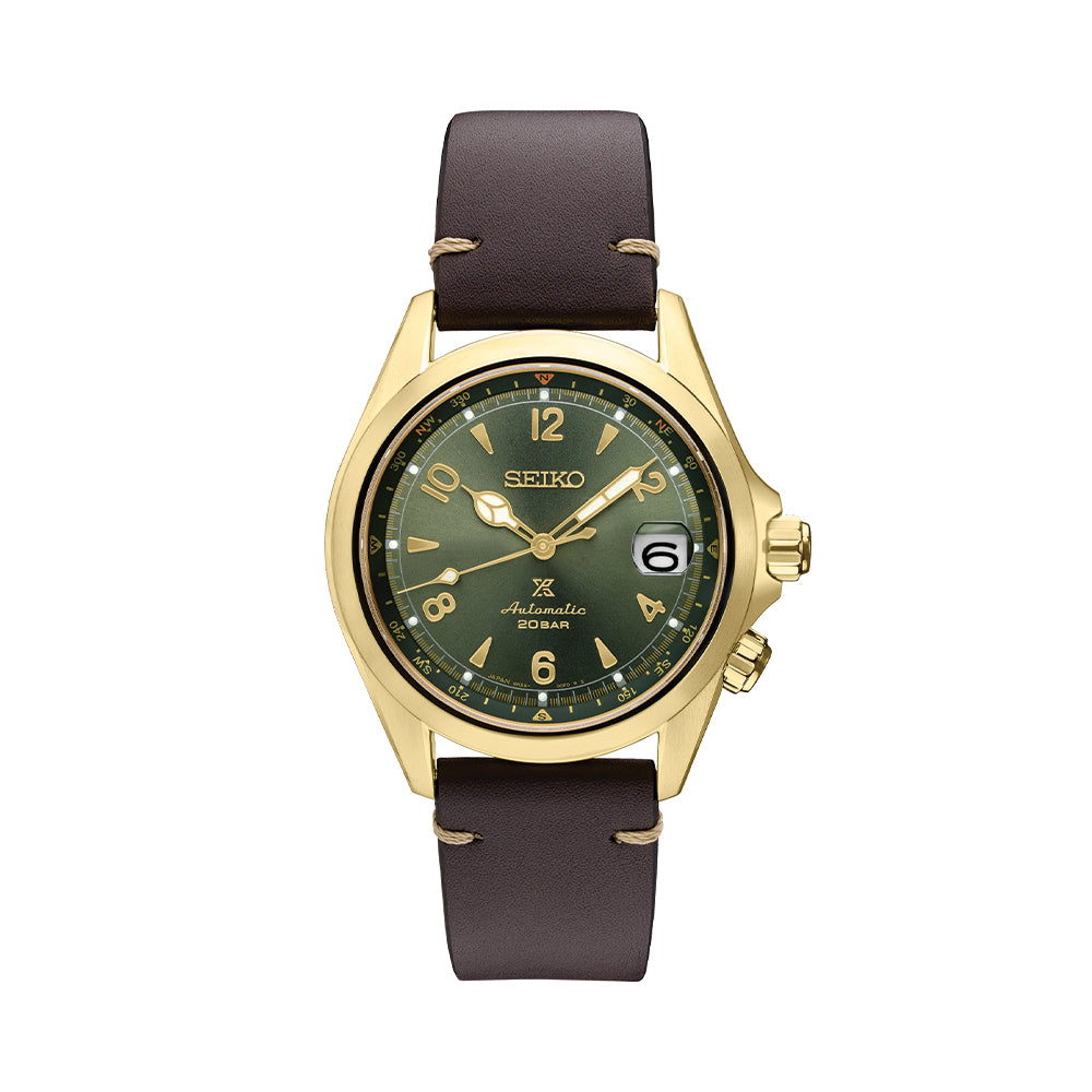 SPB210 Prospex Alpinist Automatic Gold 39.5mm - Green on Leather Strap