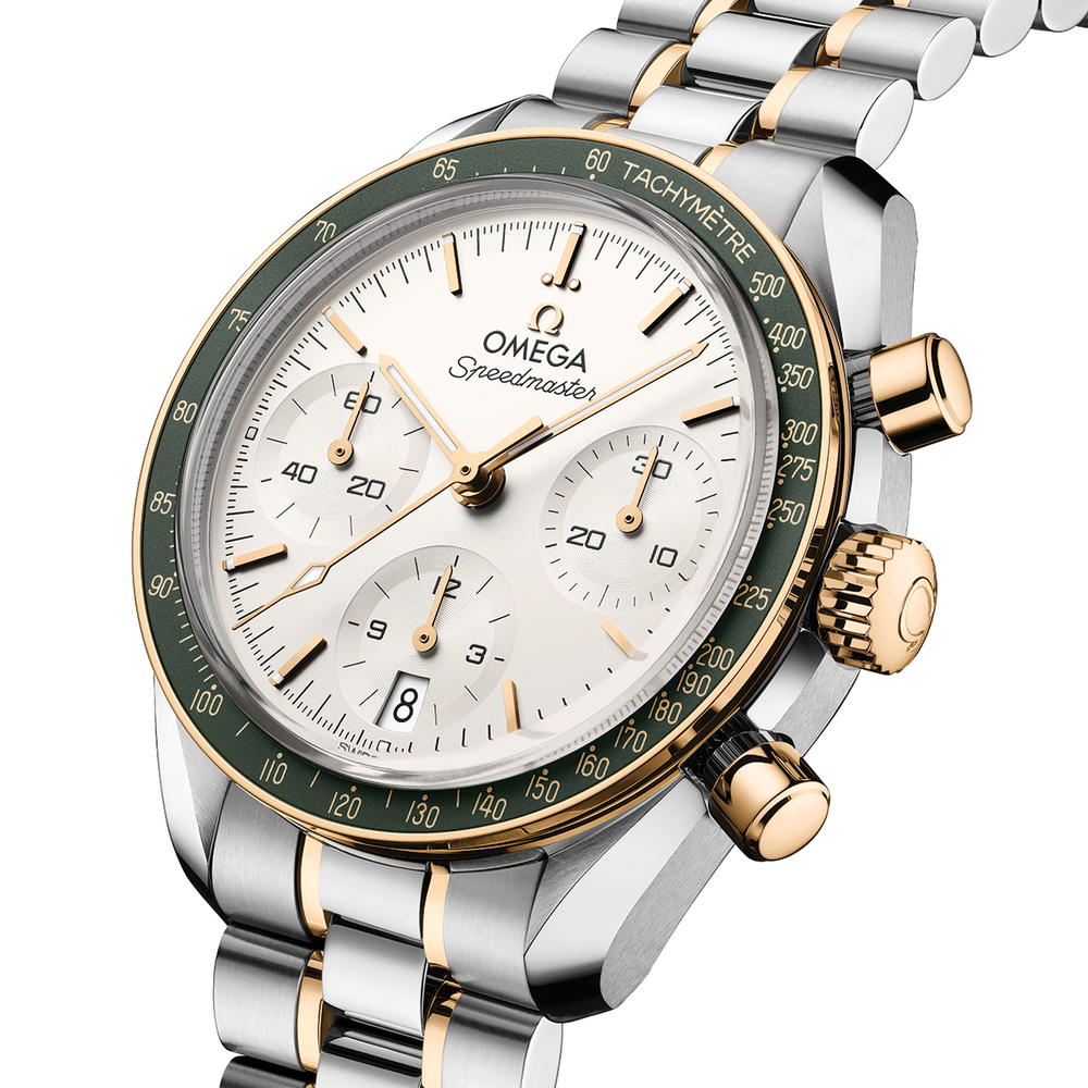 Speedmaster Chronograph Two-Tone 18K Moonshine™ Gold and Steel 38mm - Opaline Silvery on Bracelet