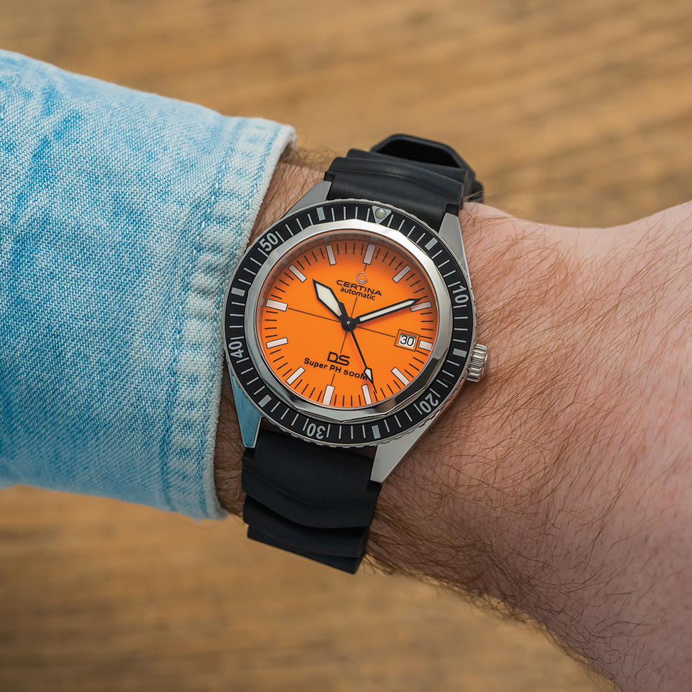 DS Super PH500M 43mm - Orange on Rubber Strap