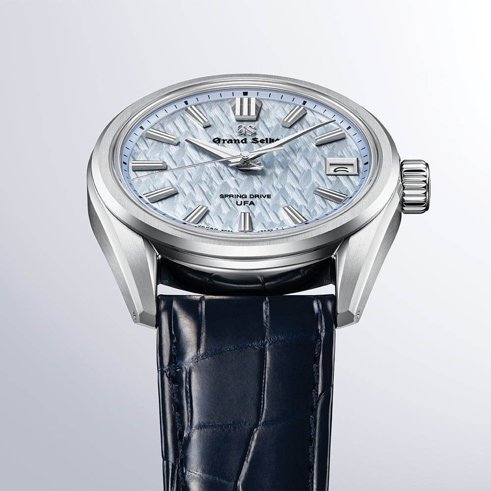 SLGB001 Evolution 9 Spring Drive UFA Platinum 950 37mm - Light Blue on Leather Strap
