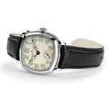 American Classic Cushion Mechanical 30mm beige dial watch on black leather strap
