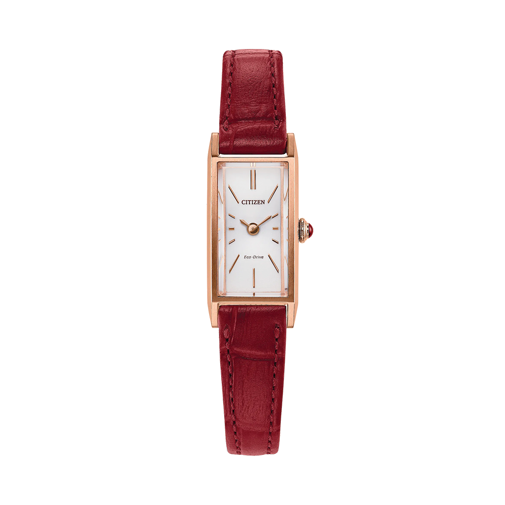 Fio Rose Gold-Tone 30.7mm - White on Red Leather Strap