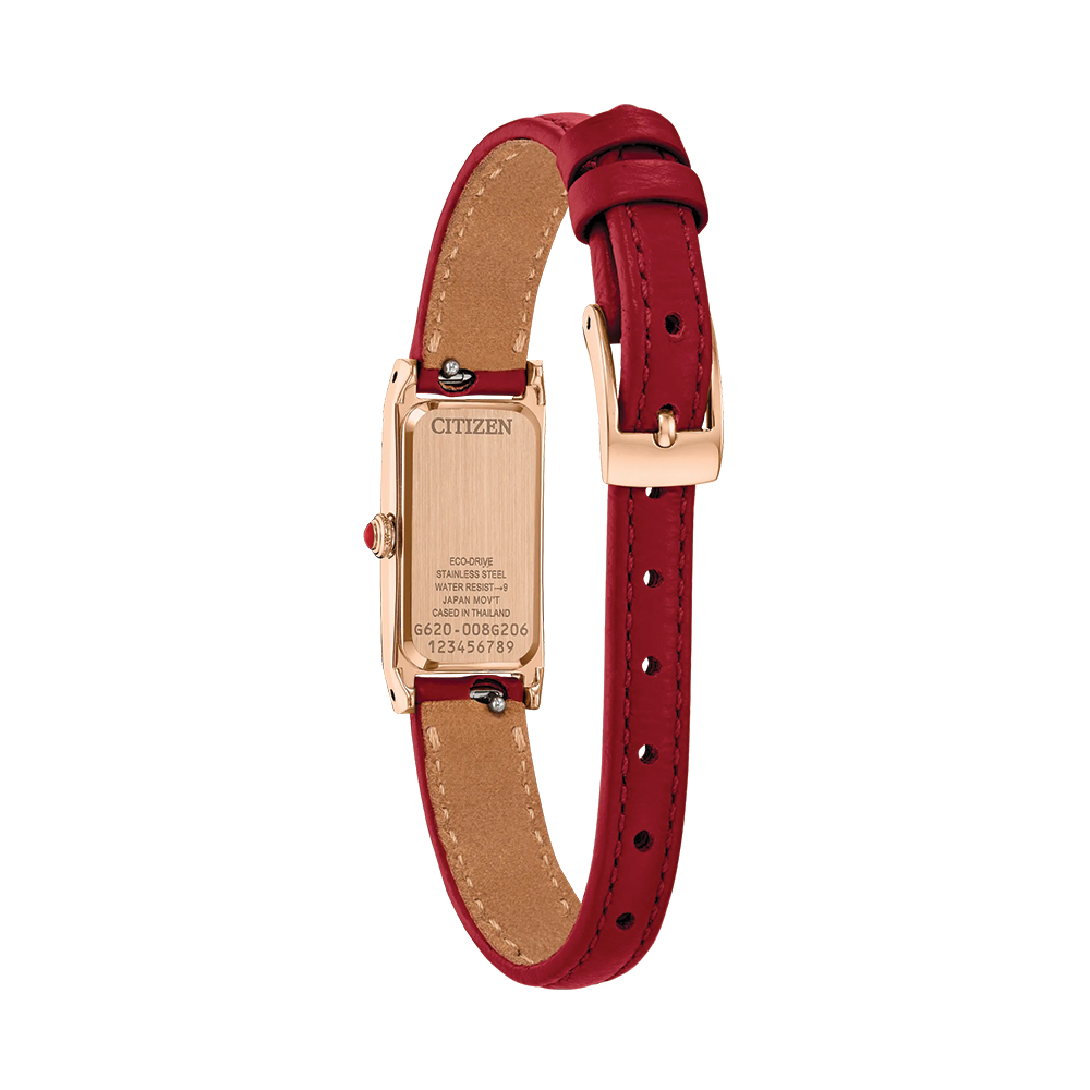 Fio Rose Gold-Tone 30.7mm - White on Red Leather Strap