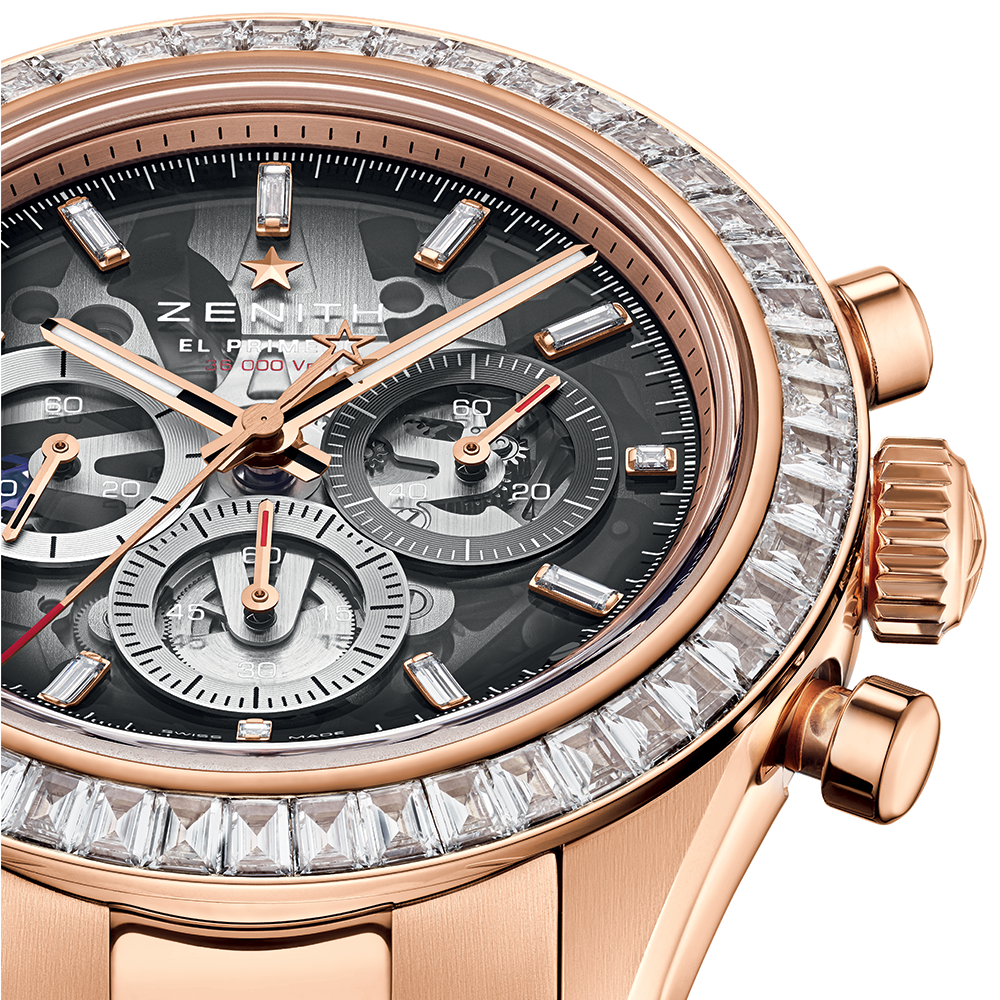 Chronomaster Sport Skeleton 18K Rose Gold Limited Edition 41mm - Grey w/ Diamonds on Bracelet