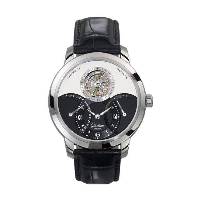 PanoTourbillon XL 42mm - Silver and Black on Leather Strap