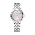 Omega De Ville Prestige Quartz 30mm with a pink dial and silver bracelet