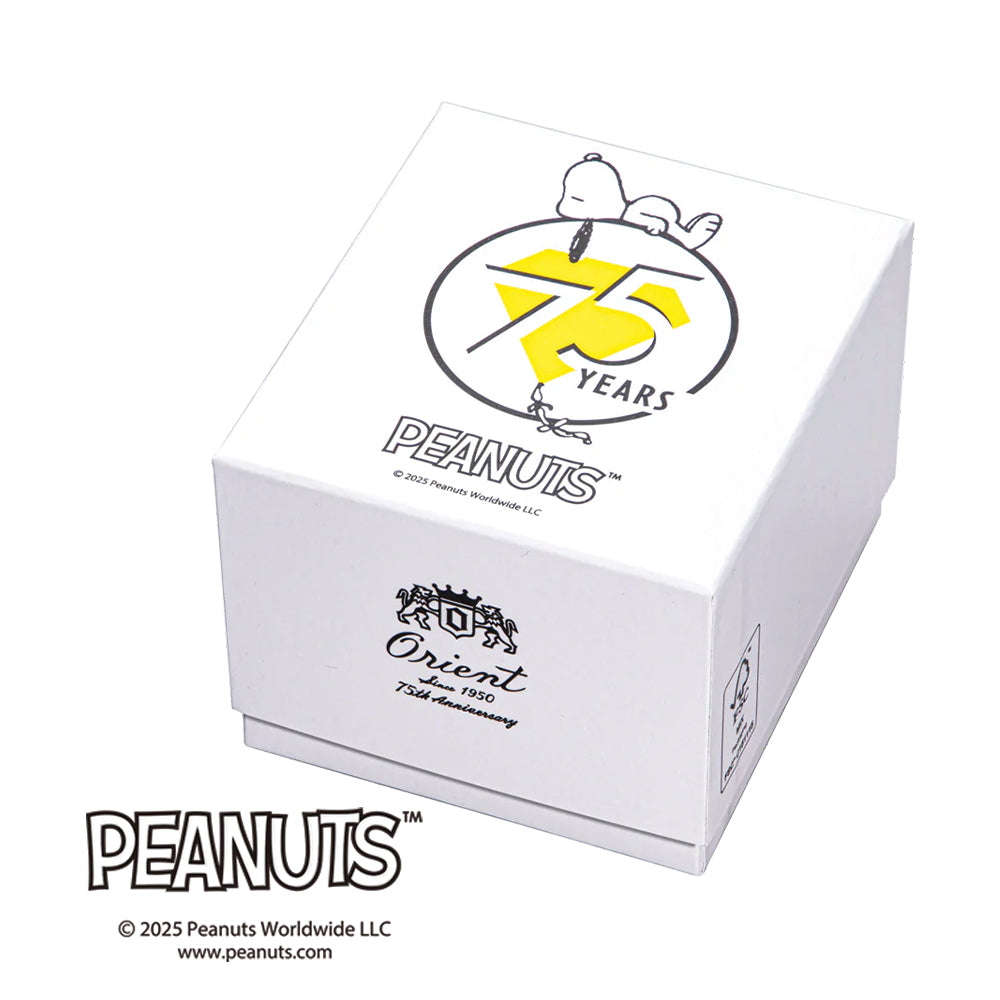 Orient Peanuts 75th Anniversary Limited Edition Bambino 38mm - White on Black Leather Strap