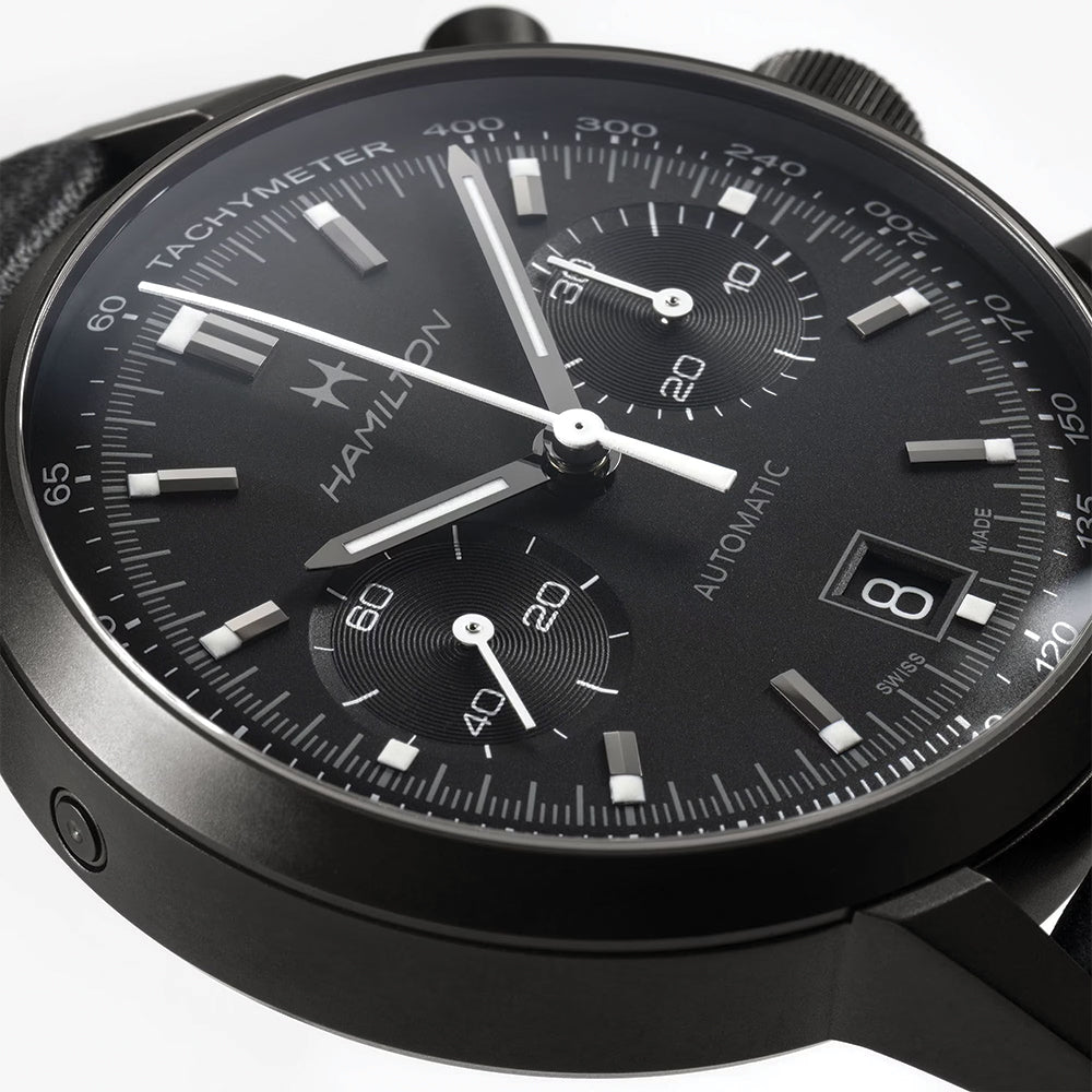 American Classic Intra-Matic Auto Chrono PVD 40mm - Black on Leather Strap