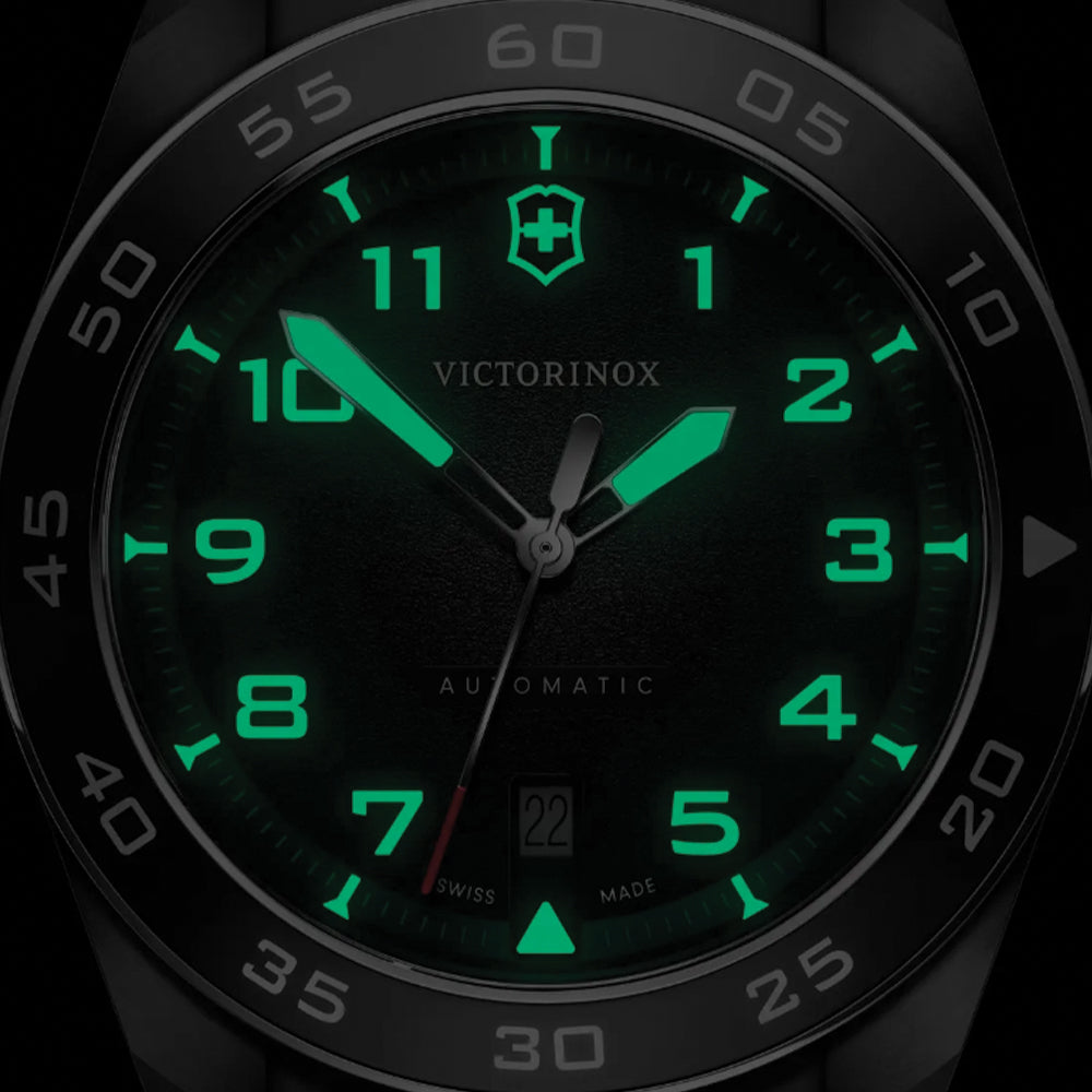 Swiss Army Automatic 42mm - Black on Black Leather Strap