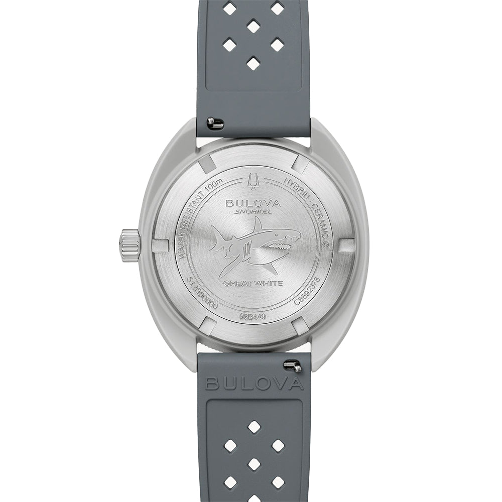 Snorkel Great White Shark 41mm - White on Rubber Strap