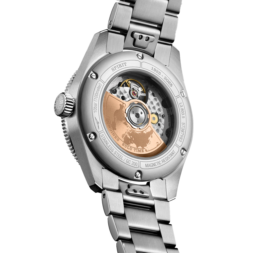 Spirit Zulu Time "1925" 18K Rose-Gold Capped Bezel 39mm - Black on Bracelet