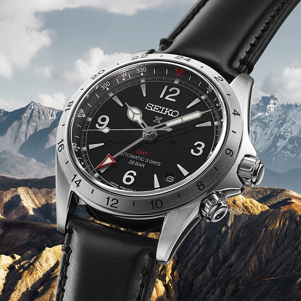 SPB379 Prospex Alpinist GMT 39.5mm - Black on Leather Strap