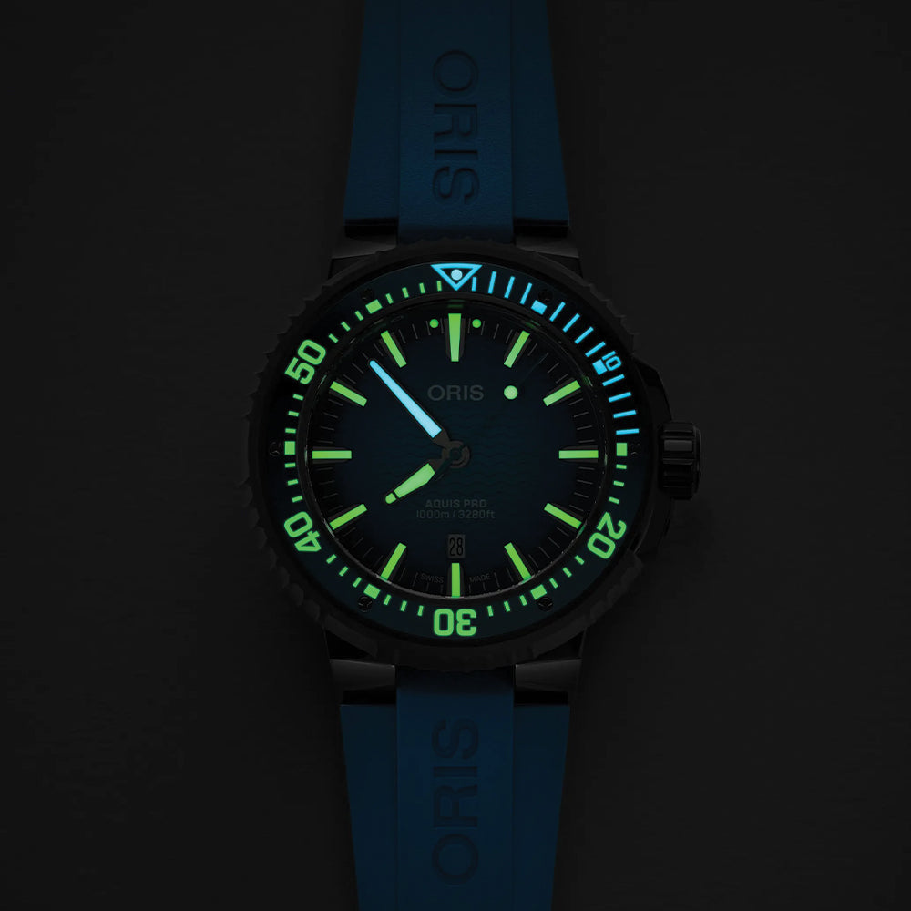 Aquis Pro 1000m Multi-Piece Titanium 49.5mm - Black on Rubber Strap w/ Extra Rubber Strap