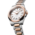 Conquest Quartz Pink PVD Two-Tone 34mm - White on Bracelet