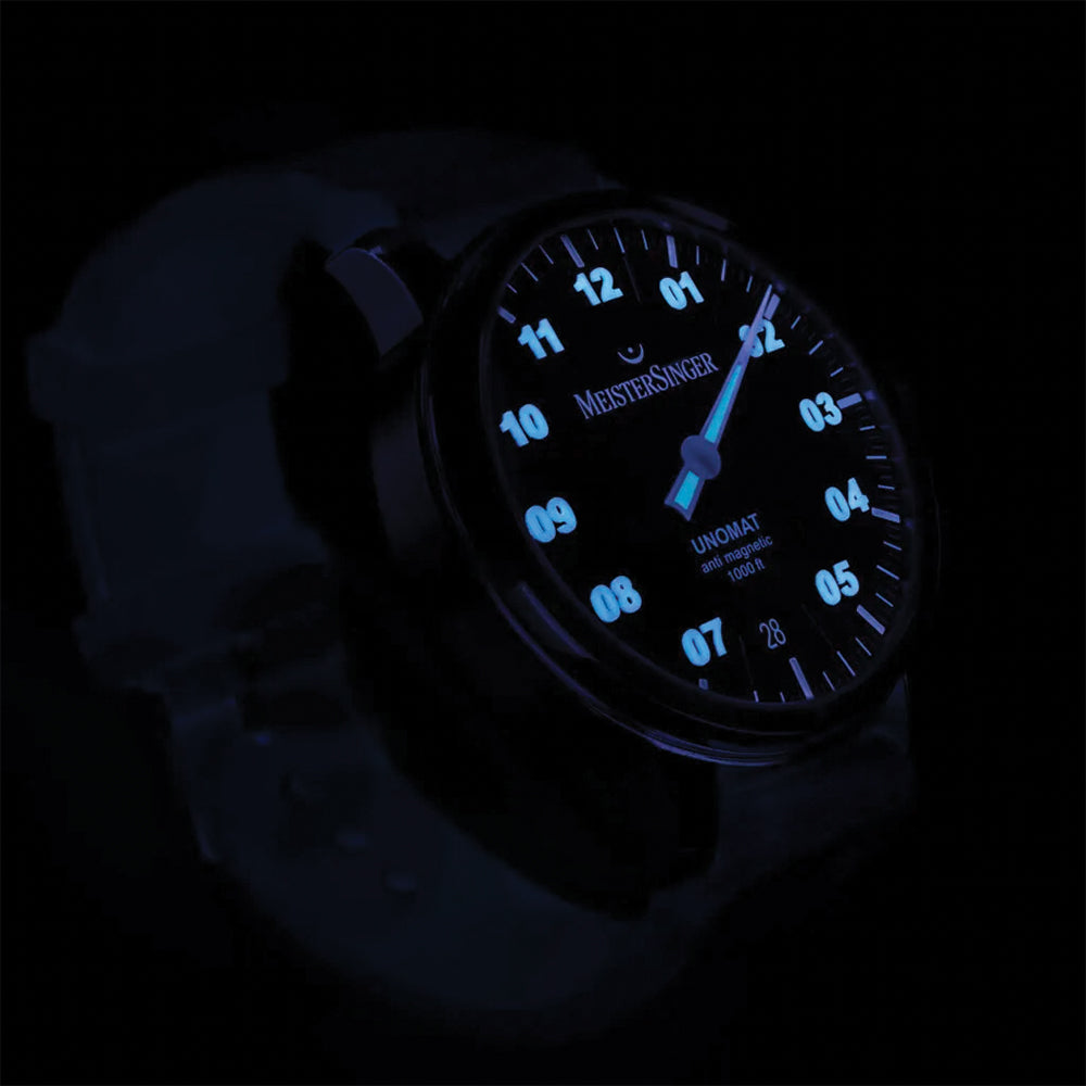 Unomat Automatic 43mm - Black on Blue Rubber Strap