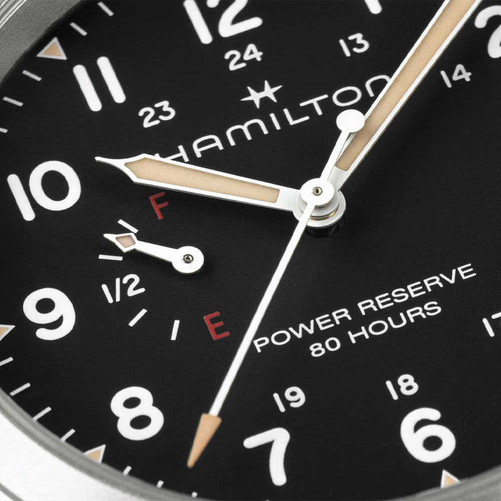 Khaki Field Mechanical Power Reserve 40mm - Black on Bracelet