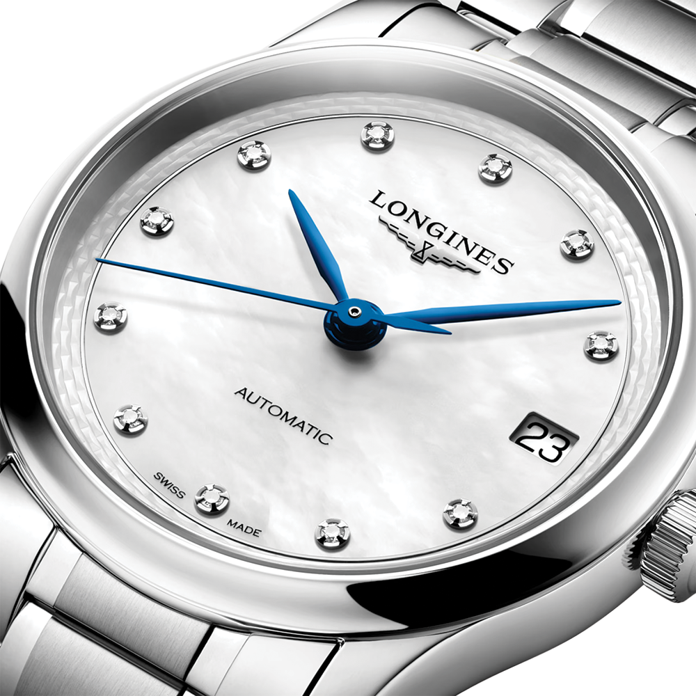 Master 34mm - White, Mother-of-Pearl, Diamond-Set on Bracelet