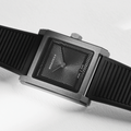 Rivanera Piccolo Guillochè 33mm - Black on Rubber Strap w/ Additional Strap