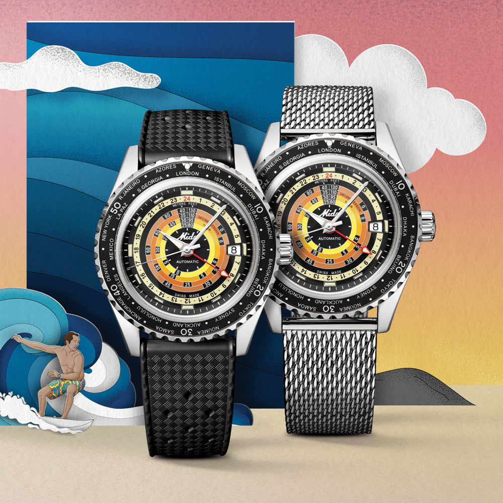 Ocean Star Decompression Worldtimer 40.5mm - Black on Rubber Strap w/ Additional Bracelet