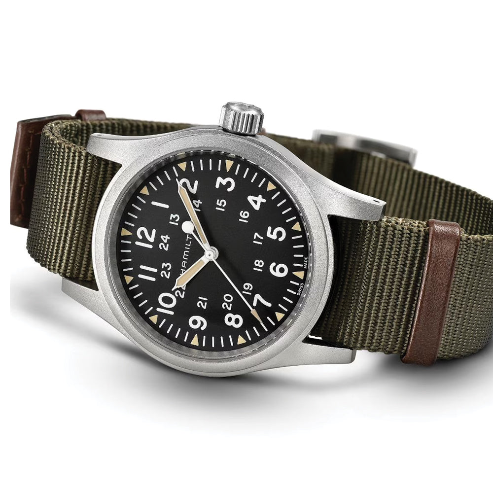 Khaki Field Mechanical 38mm - Black on Textile Strap