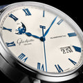 Senator Excellence Panorama Date Moon Phase 40mm - Silver on Leather Strap