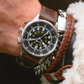 A-15 Pilot Military 42mm - Black on Leather Strap