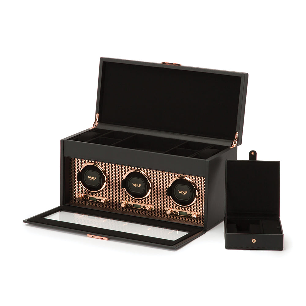Axis Triple Watch Winder With Storage - Copper