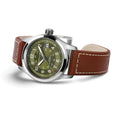 Khaki Field Auto Date 38mm - Green on Leather Strap